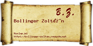 Bollinger Zoltán névjegykártya